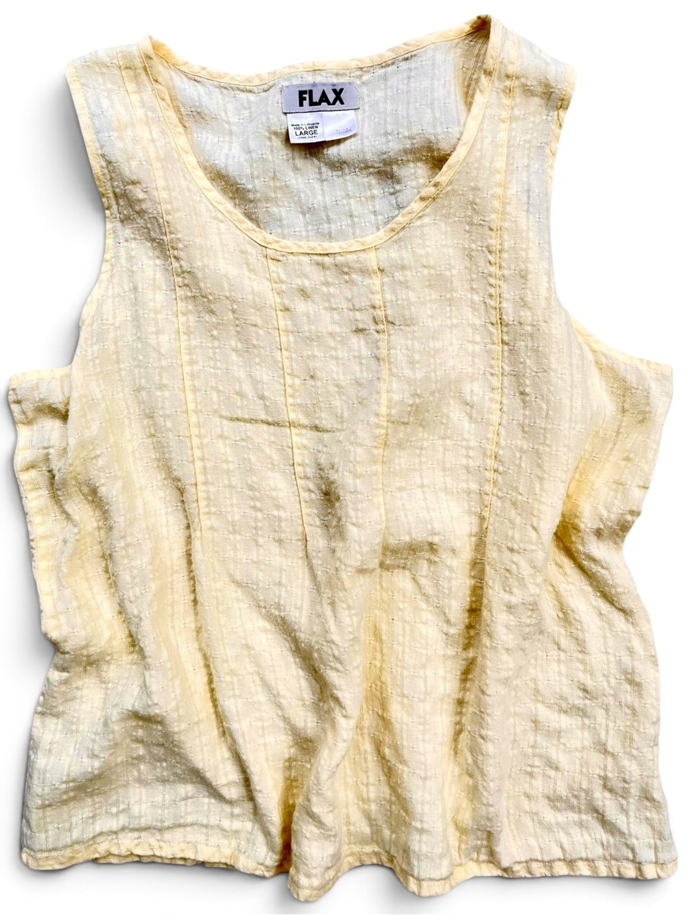 Vintage FLAX 100% Linen Two Piece Set | Buttercream Yellow | Sizes L/M EUC - Picture 2 of 8